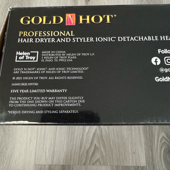 Gold n hot professional hair dryer and styler ionic detachable head new - Picture 4 of 5